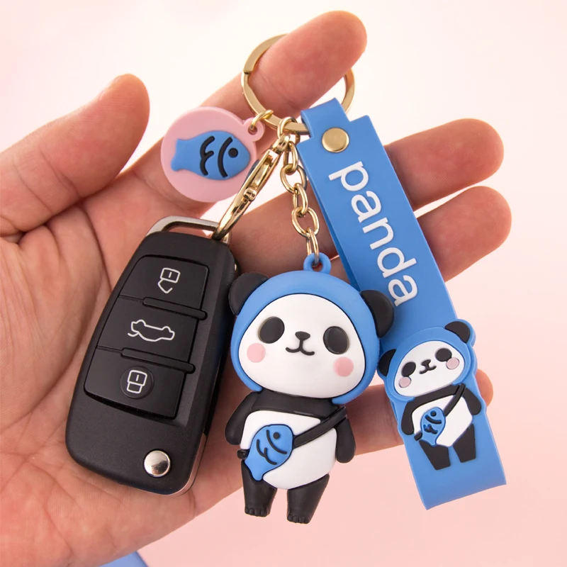 Imagem -05 - Cartoon Fruit Panda Keychain Amante de Boneca de Pvc Macio Chaveiro de Carro Enfeites de Bolsa Feminino Bonito Colhedor de Brinquedo Rosa Vermelho Amarelo Azul Menino e Menina