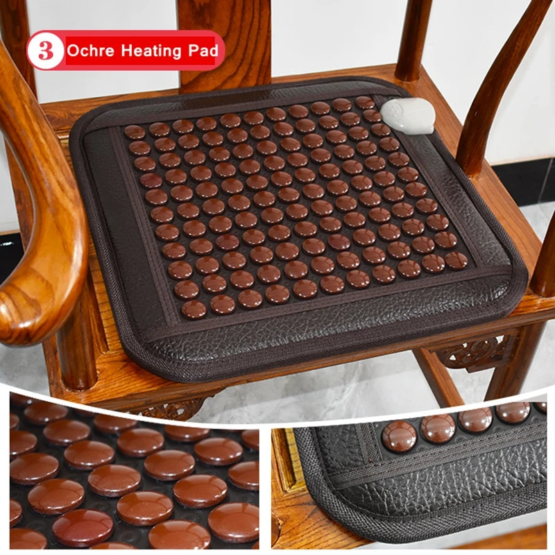 220V Natural Tourmaline Jade Stone Heating Mat Warm Therapy Massage Cushion Muscle Relax Pain Relief Health Care Seat Mat Gift