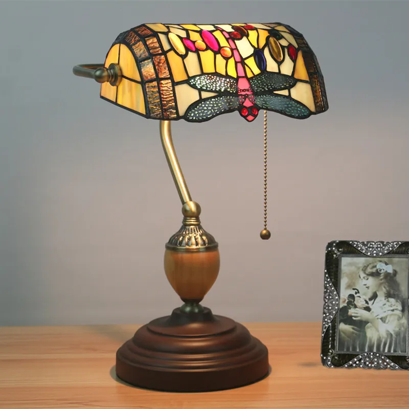 European Style Retro Old Shanghai Bank Light Baroque Mediterranean Art Bar Cafe Nostalgic Creative Tiffany Table Lamps e27