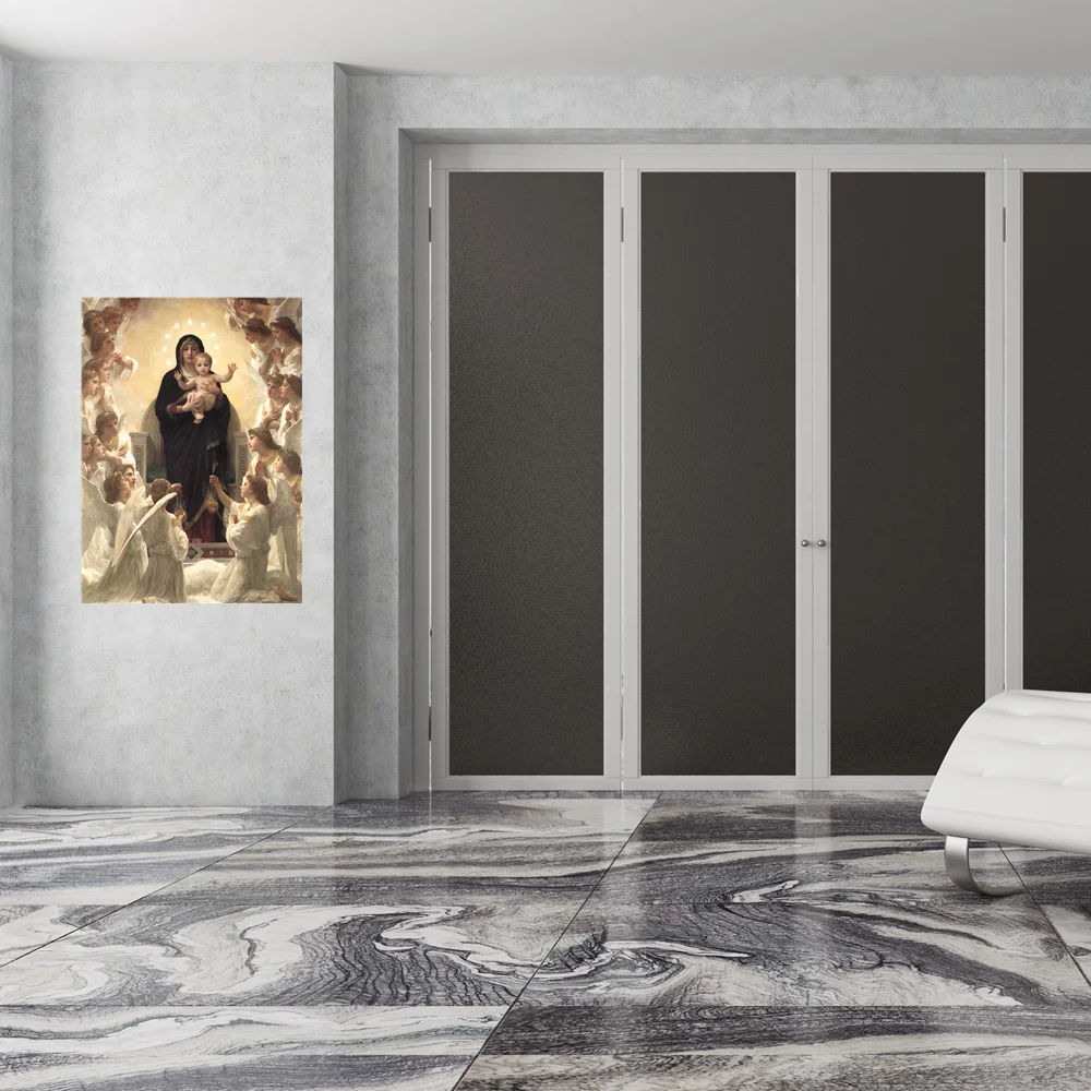 

Hallway Wall Art Retro Mural Madonna and Child Angels Portrait Canvas Painting Printed Artwork for Living Room Office Dropship