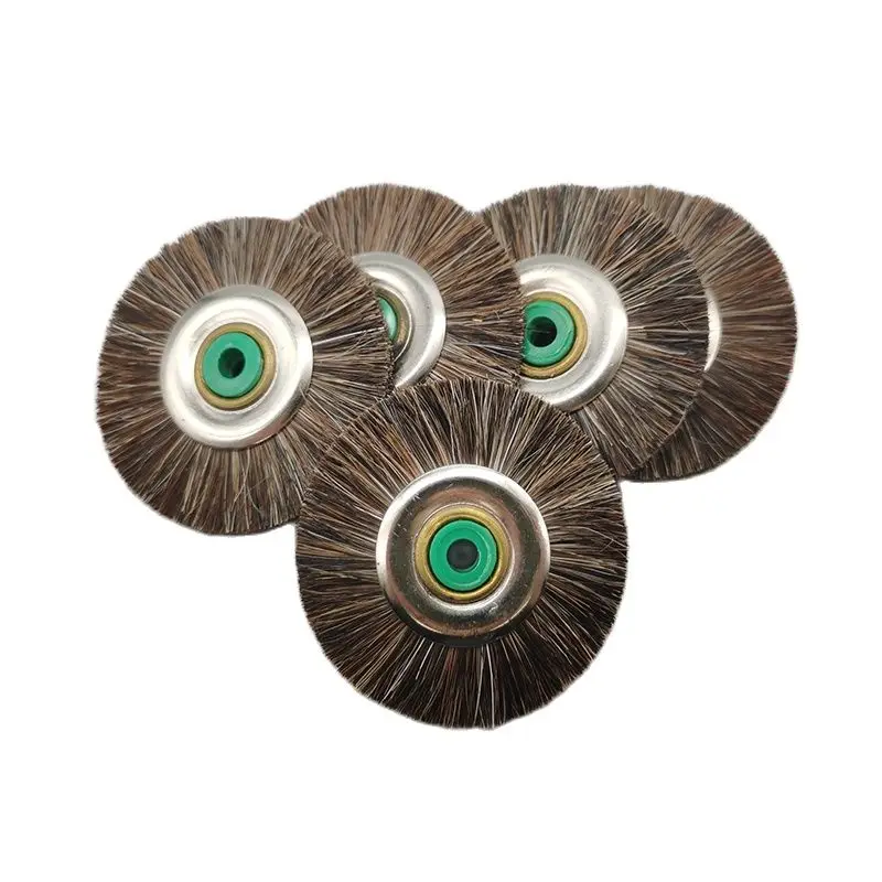 5Pcs Dental Laboratory Materials Latch Polishing Brush Wheel Rotary Tools Lab Brown Horse Hair Buff 48mm Micro Motor Dentistry