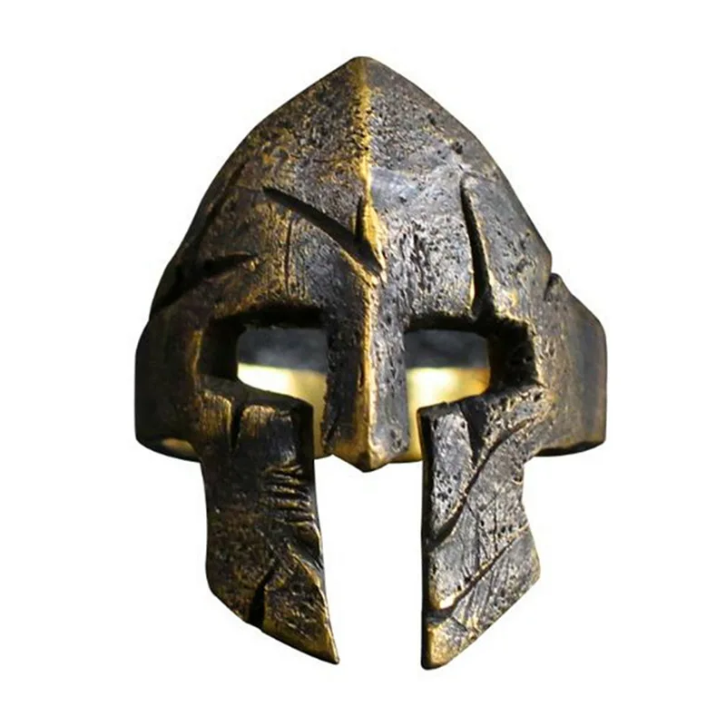 Retro Warrior Ring Spartan Mask Ring Men\'s Personality Retro Open Ring Steampunk Motorcyclist Hip Hop Rock Jewelry