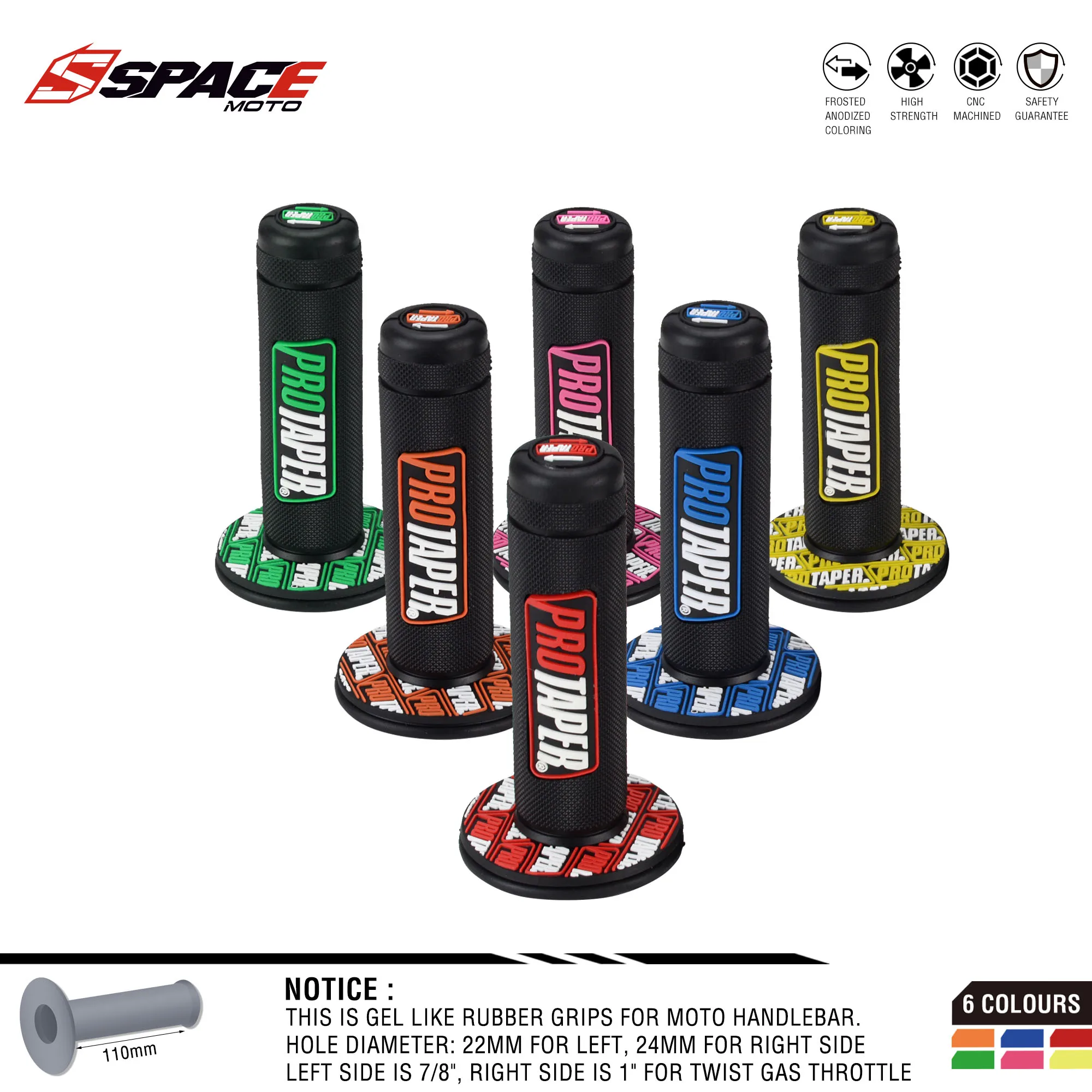 

6 Colors Option Handle Grip Protaper Motorcycle Protaper Dirt Pit Bike Motocross 7/8" Rubber Gel Hand Grips Brake Hands WG-117N