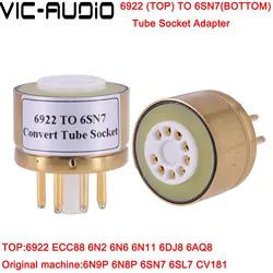 1PC 6922(ECC88)(E88CC)(Top) TO 6SN7(Bottom) 9Pin TO 8Pin Tube DIY Audio Vacuum Tube Adapter Socket Converter Amplifier DIY