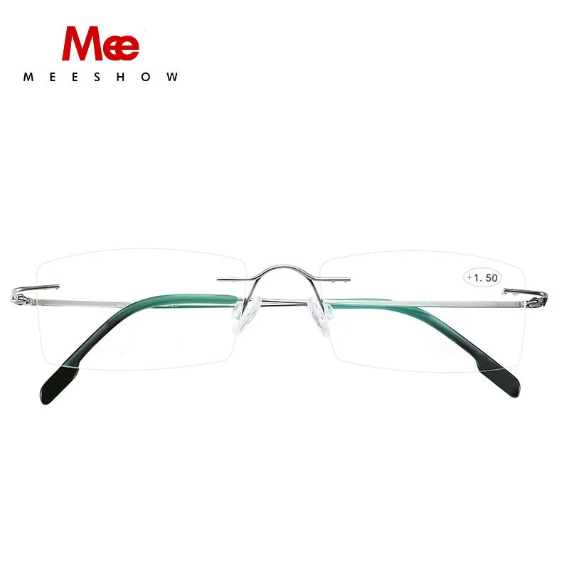 

Meeshow Titanium Alloy Rimless Eye Glasses Ultralight Eyeglases Men Women Reader Myopia Reading Glasses +1.5 +2.0 -1.5 -2.5