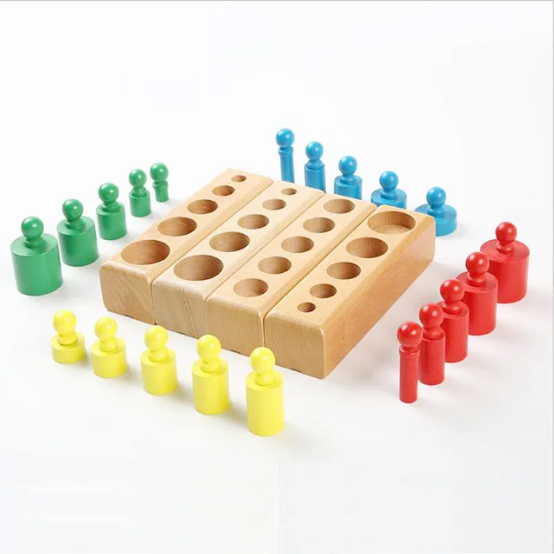 Wooden Montessori Set Cylinder Socket Puzzle Toy Baby Practice Senses Toys Preschool Children Educational Toys For Children Kids