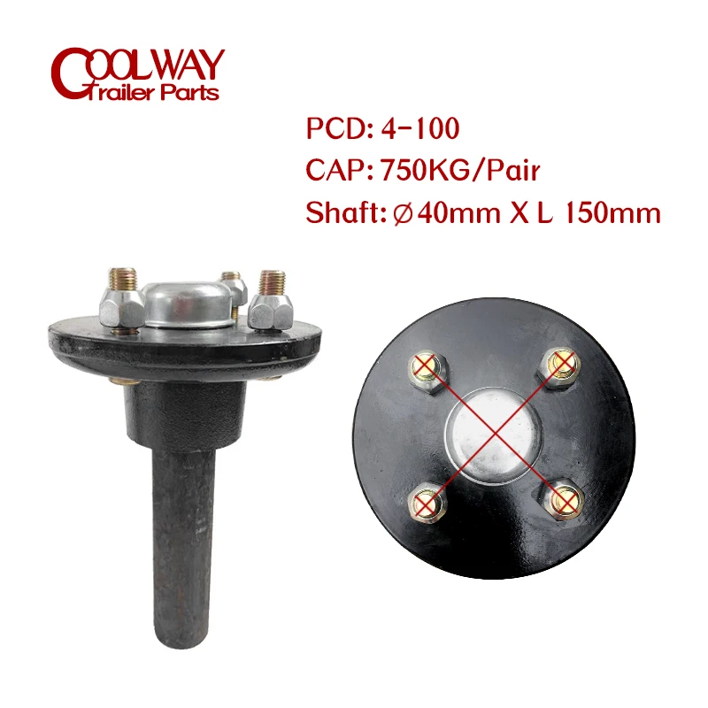 4-100 CAP 750KG Unbrake Trailer Half Axle Shaft Hubs Price For Pair RV Parts Camper Accessories Caravan Components