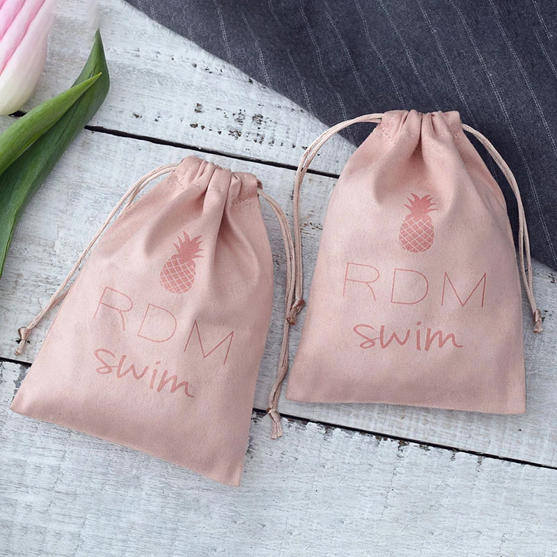 Custom Jewelry Drawstring Bags Personalized Logo Printed Pouches Velvet Jewellery Packaging Sack Wedding Favor Bags