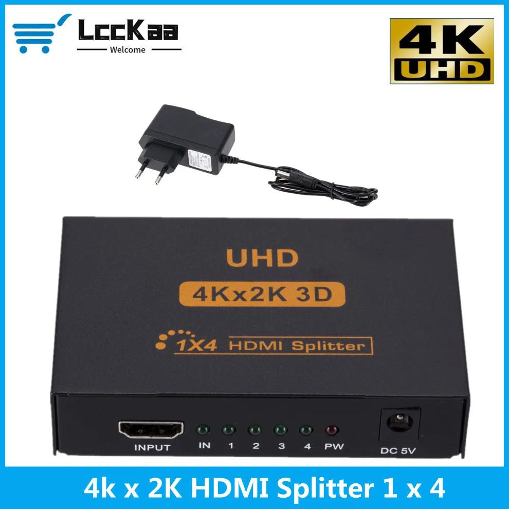 LccKaa 4K HDMI-compatible Splitter 1x4 Full HD Video HDMI Switch Switcher 1 in 4 out Amplifier Adapter For HDTV DVD PS3 Xbox