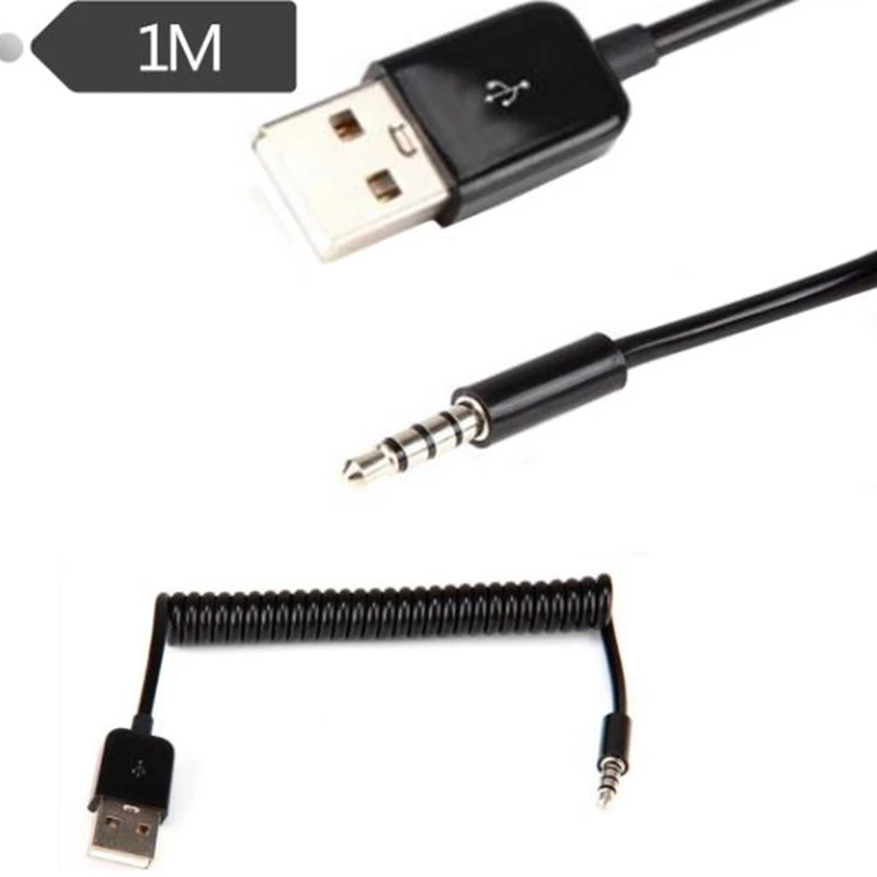 USB 2.0 do 3.5mm audio aux wtyczka z męskiego na męskie realizacji adapter gniazda jack danych kabel sprężynowy, służy do podłączenia telefonu