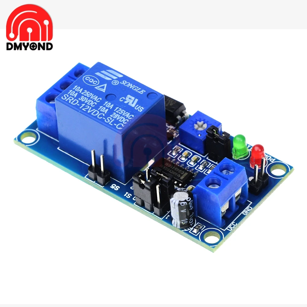 DC 12V Normally Open Delay Relay Switch Module with Timer Electronics Adjustment Potentiometer Delay Turn On Delay Turn off