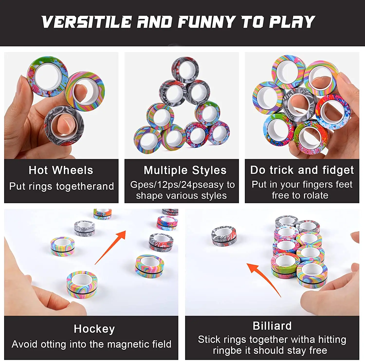 Magnetic Rings Fidget Toy Anti-Stress Magic RingTools Children Magnetic Ring Finger Spinner Ring Anxiety Relief Therapy Toys