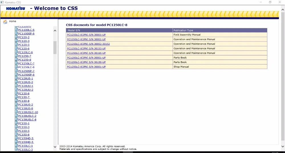 KOMATSU CSS 2014 FULL SET MANUAL