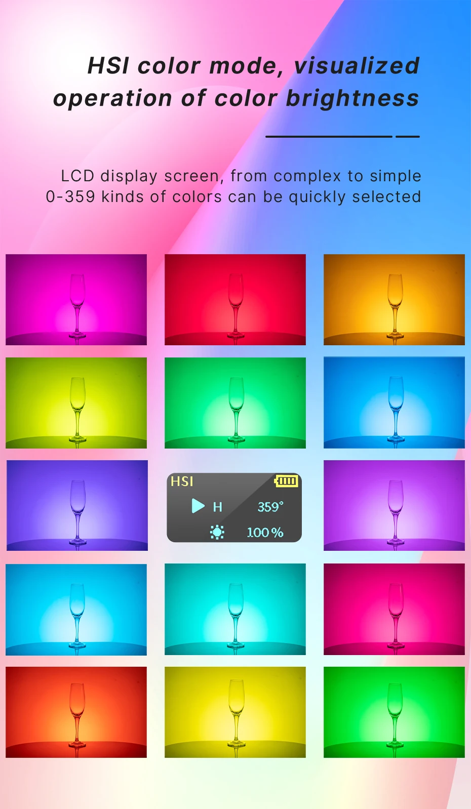 Ulanzi VL120 Vollfarb-RGB-Videoleuchte, 2500 K–9000 K, LED-Fotobeleuchtung, dimmbares Kameralicht, Live-Vlog-Fülllicht – Detail 5