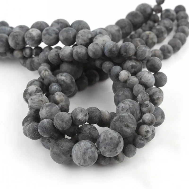 Natural Matte Black Labradorite Stone Beads For DIY Jewelry Making 4 6 8 10 12mm Round Loose Beads Bracelet Accessories 15\'\'
