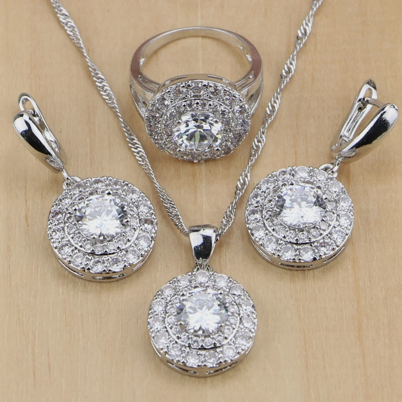 

Ювелирные изделия из стерлингового серебра 925 пробы, мистик, белый кубический цирконий, ювелирные наборы для женщин, серьги/кулон/ожерелье/кольцо