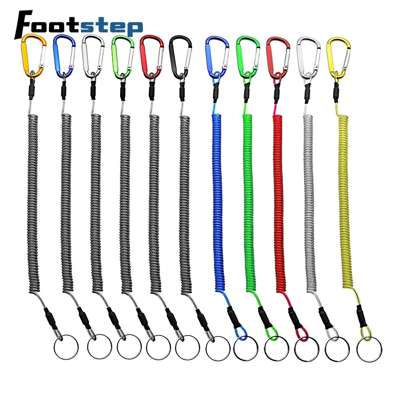 1Pcs Carabiner Anti-Lost Rope sub-Plier Control Fish Hang Buckle Rope 1.5m Pull Tackle Fishing Lanyard Fishing Accessories