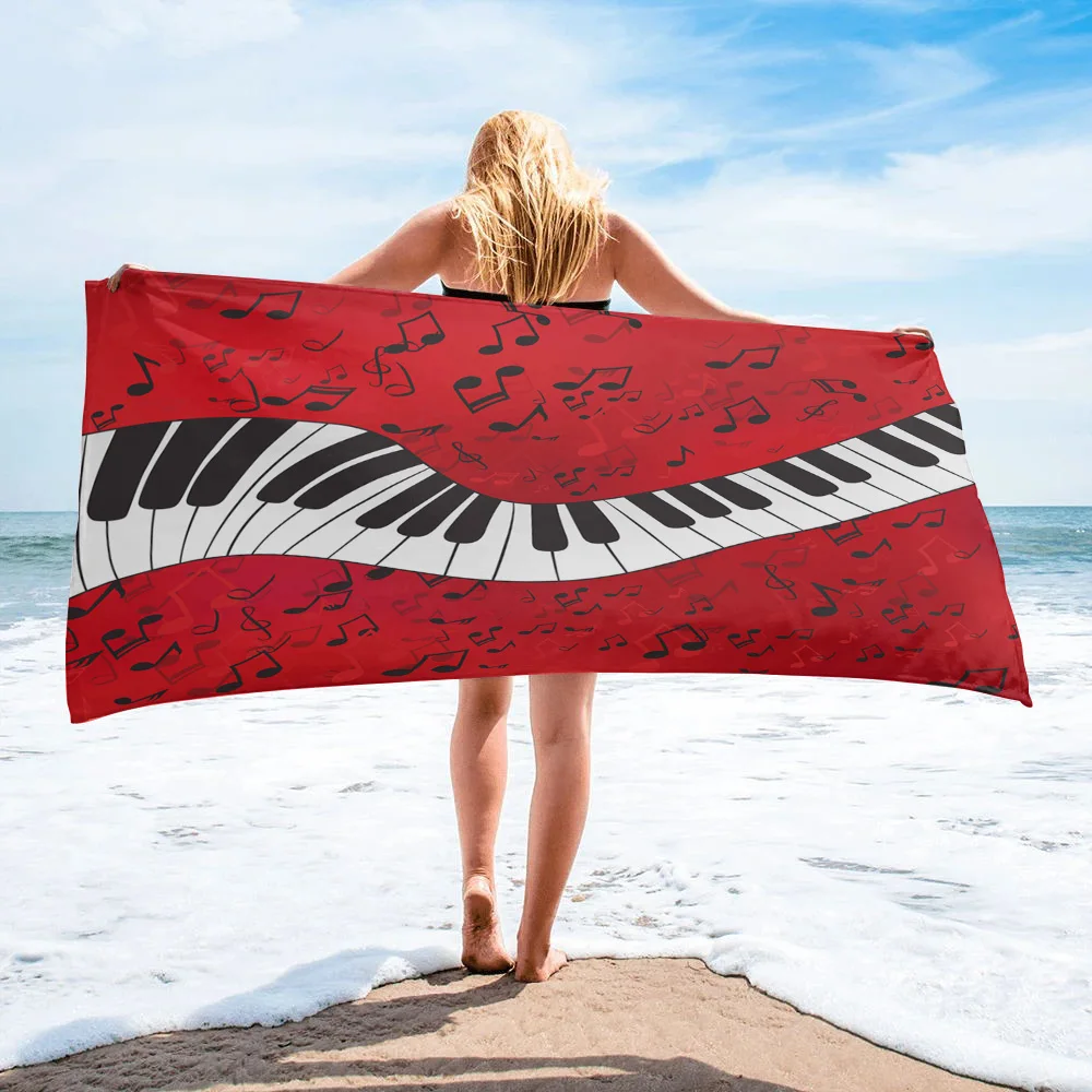 Piano Music Note Red Beach Towel Household Item Bathroom Accessories Microfiber Bath Towels Beach Mat Yoga Mat