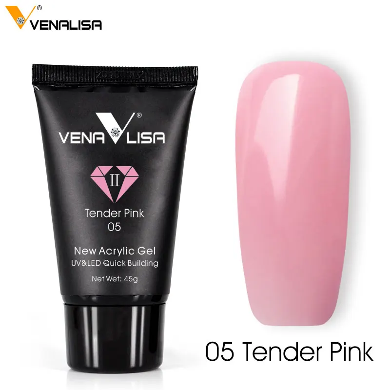 VENALISA Acrylic Gel 45g Jelly Pink Poly Nail Gel Nail Manicure Semi Permanent Extension Soak Off UV Constructin Gel French Gel