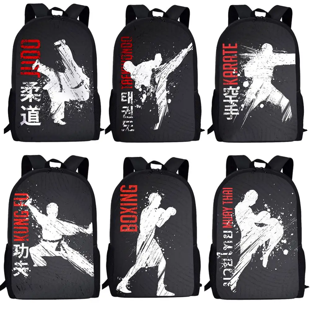 

Cool Martial Art JUDO KARATE Printing School Bags For Teens Boys Girls 3D Taekwondo Kids Scool Backpacks Student sac