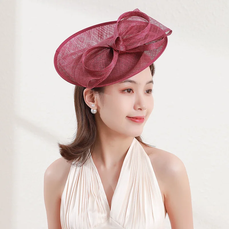 X4053 Fashion Hair Accessories Linen Wedding Hats Women Elegant Headpieces Hair Facinator Hat Wedding Bride Accessories