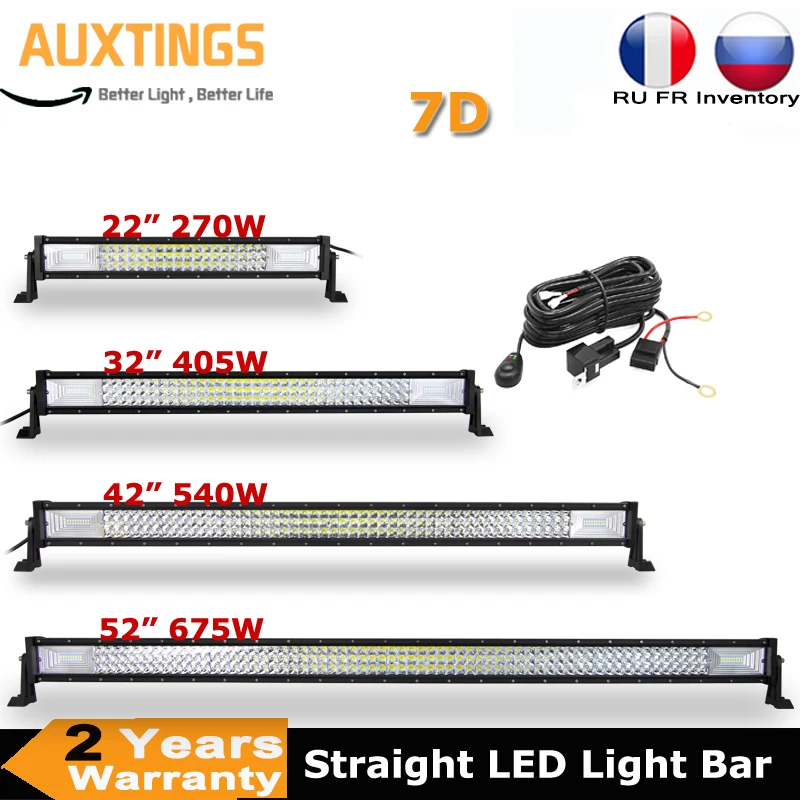 22 ''32'' 42 ''52'' 3-Rij 7D Offroad Led Licht Bar Combo Led Verlichting bar 12V 24V Vrachtwagen Suv Atv 4WD 4X4 Led Bar