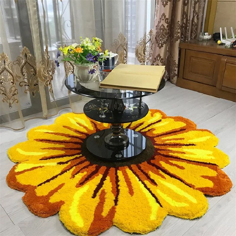 

Simple Flower Shaped Soft Plush Fluffy Rug Anti-Slip Floor Mats Indoor Household Bedroom Home Decoration Mat Carpet 50cm/65cm