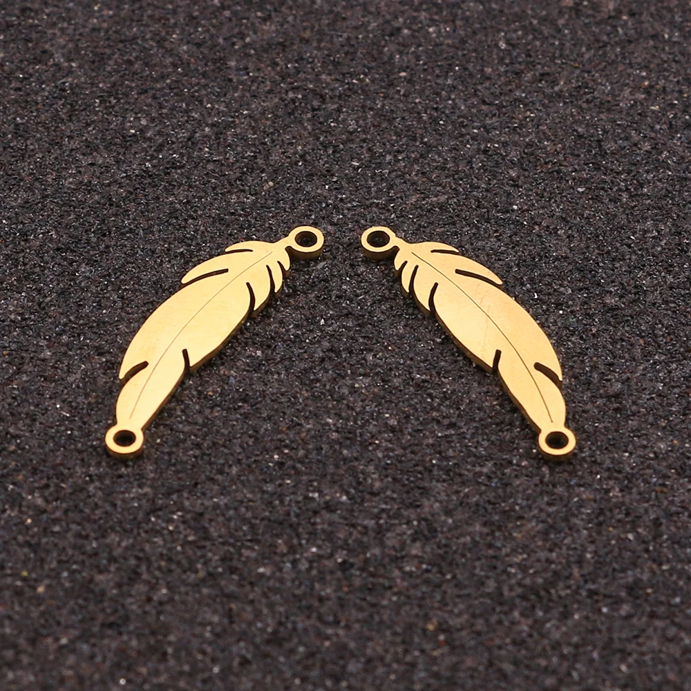 10pcs/lot Stainless Steel  feather Pendants Floating Charms  for Jewelry Making Charms Bracelet Necklace Accessories Wicca