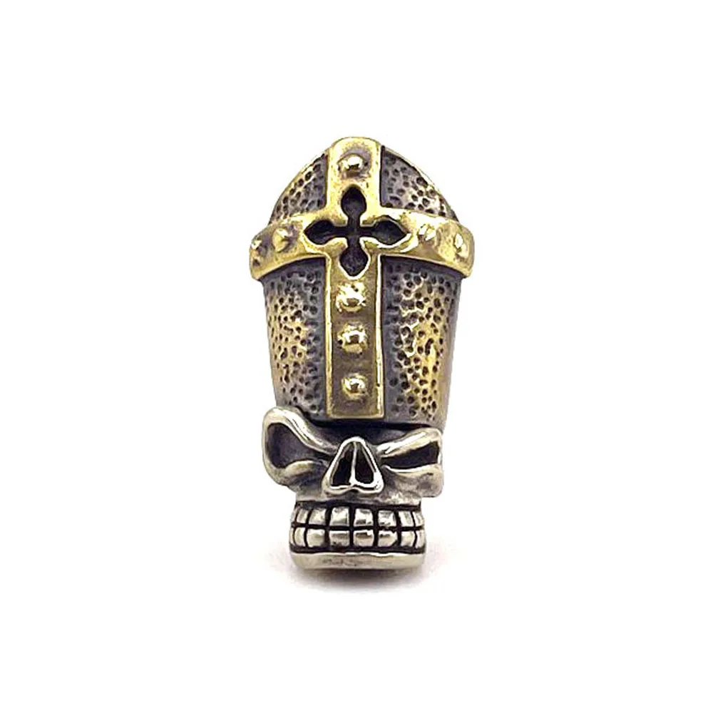 Outdoors DIY Tools EDC Classic White Brass Pope Skull Knife Beads Lanyard Pendants Key Rings Accessories