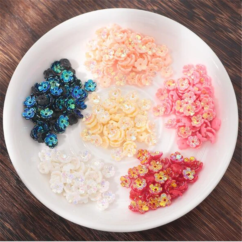 700pcs/lot new 8mm resin flower spacer beads for diy hair clip jewelry making accessories imitation shell loose beads with hole