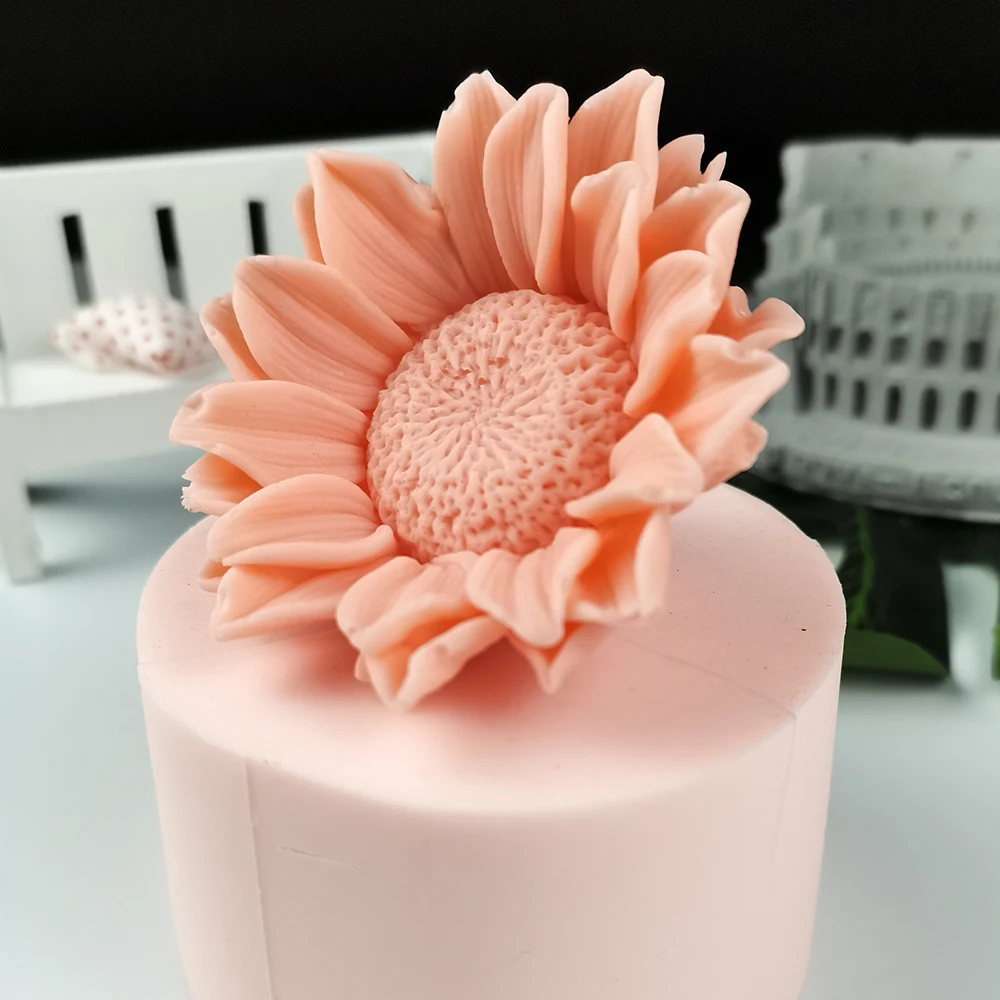 3D Sunflower Flowers Shape Silicone Mold Cake Chocolate Candle Soap Mould DIY Aromatherarpy Household Decoration Craft Tools