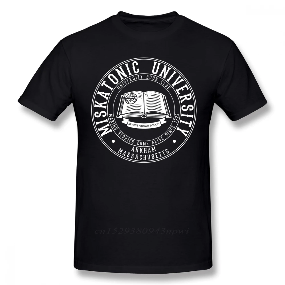 Arkham Horror T Shirt Miskatonic University Book Club T-Shirt Men Short Sleeve 100% Cotton Tee Shirt Oversized Streetwear Tshirt