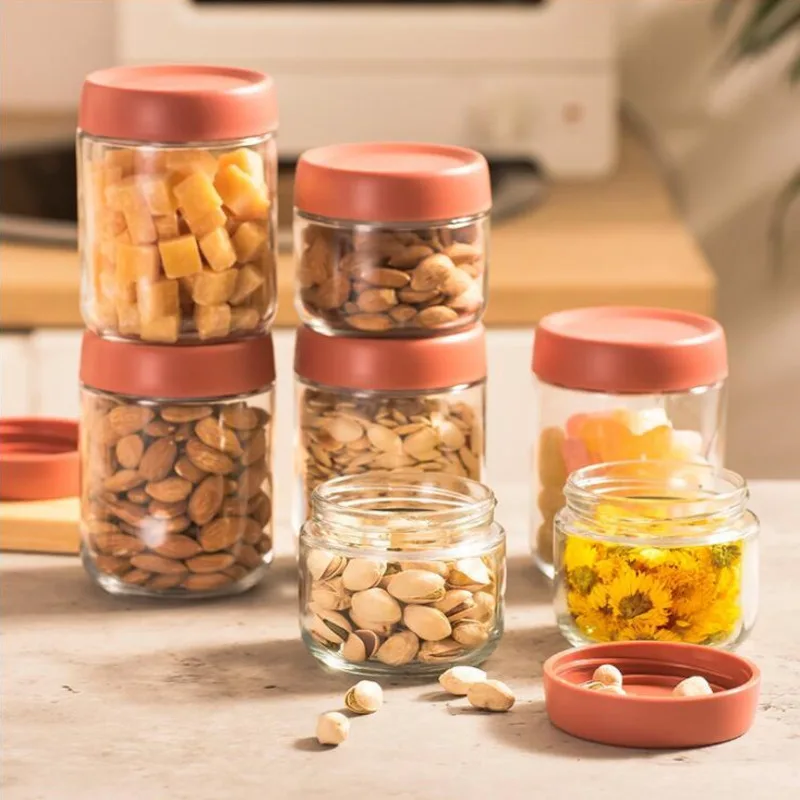 

Kitchen Sealed Glass Jar Food Storage Box Multigrain Tank Bottle Dried Fruit Jar Storage Containers Organization Tools 3/4/6pcs