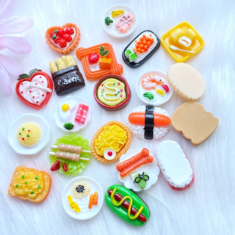 10Pcs/Lot New Resin Mini Simulated Bread Flat Back Scrapbooking Hair Bow Center Embellishments DIY Accessories W63