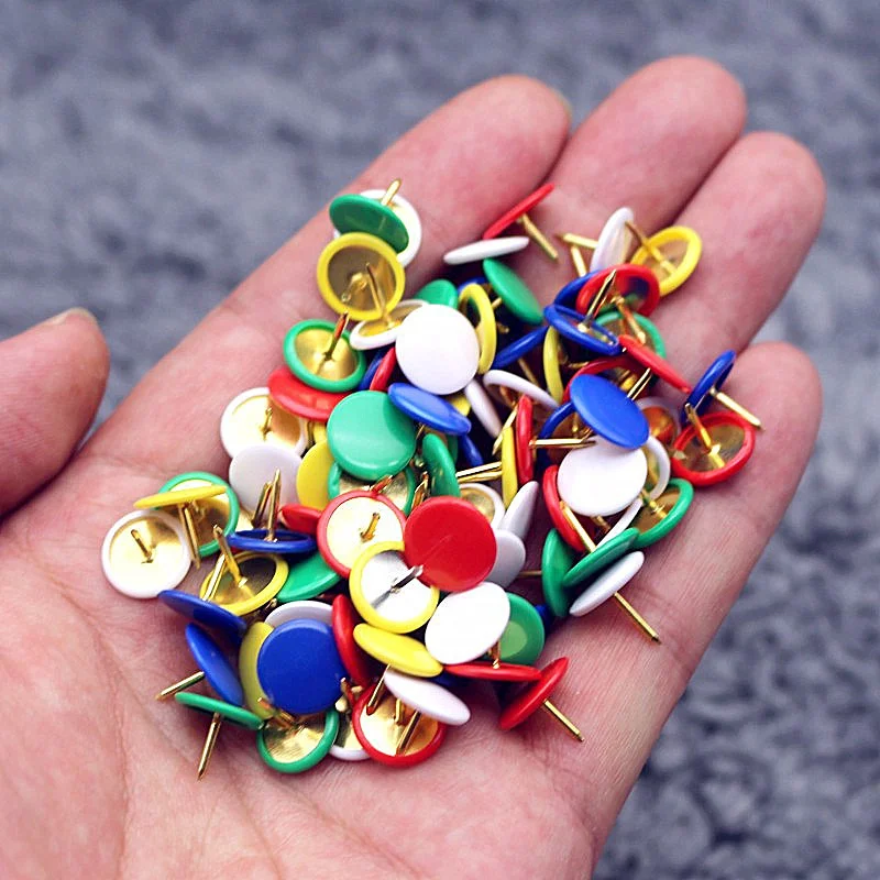 

100PCS Colorful Drawing Pin Metal Thumbtack Locating Needles for Photo Wall Map Markers Tool Sewing Fitting Home Office Supplies