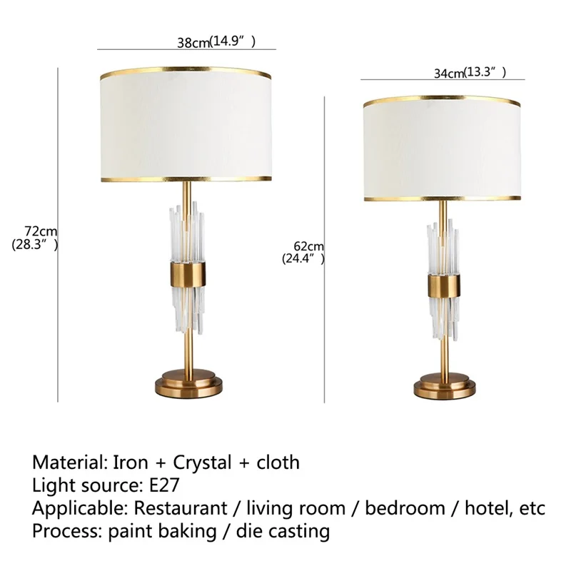 WPD Table Lamp Contemporary LED Crystal Gold Desk Lighting Decorative for Home Bedroom