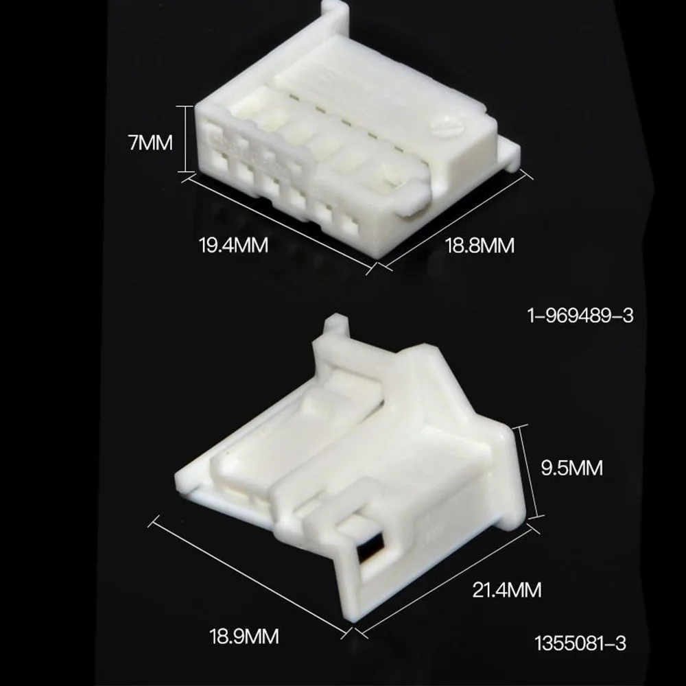5pcs 6Pin Way White 1-969489-3 Connector for Wire Bundle Plastic Shell Plug 1355081-3 PA66