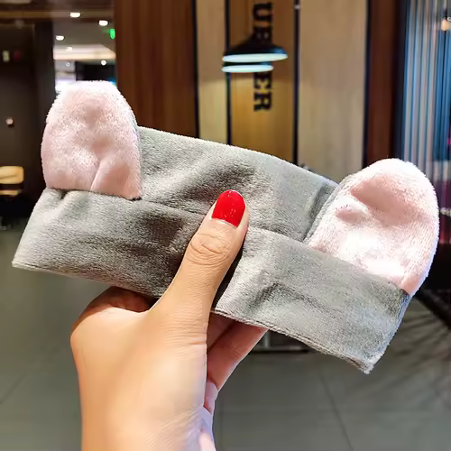 Wash Face Hair Holder Hairbands Soft Warm Coral Fleece Bow Animal Ears Headband For Women Girls Turban Fashion Hair Accessories - Image 10
