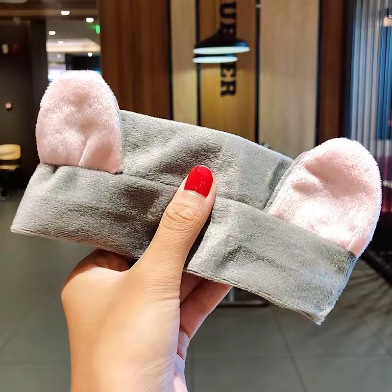 Wash Face Hair Holder Hairbands Soft Warm Coral Fleece Bow Animal Ears Headband For Women Girls Turban Fashion Hair Accessories - Image 10