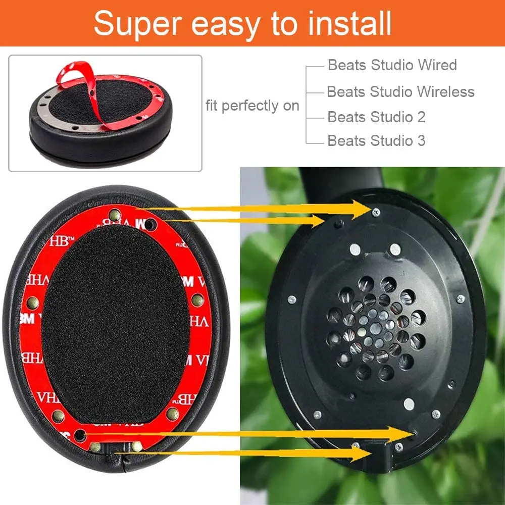 Almohadillas de repuesto Beats Studio, almohadillas profesionales personalizadas para Beats Studio 3 Wireless & Studio 2 con cable/inalámbrico