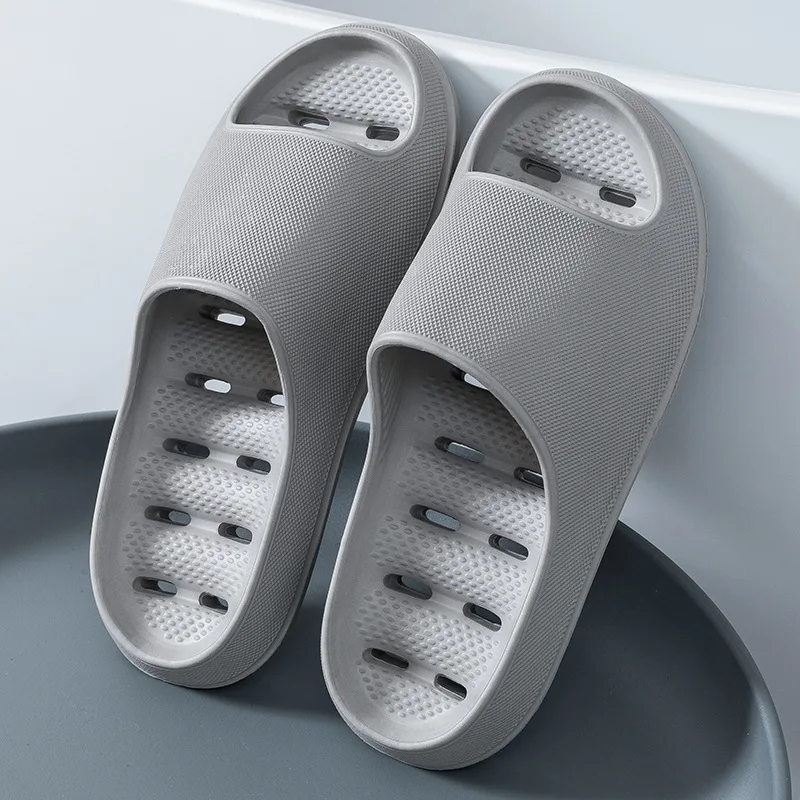 Men's New Slippers Home Sandals and Slippers Summer Indoor Soft-soled Slippers PVC Couple One-word Sandals Bathroom Home