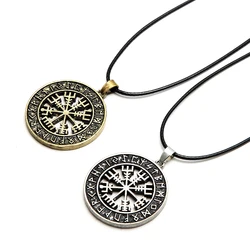 New Odin Symbol Rune Amulet Ally Chain Compass Viking Pendant Necklace Vegvisir Fashion Vintage Necklaces Jewelry Couple Gifts