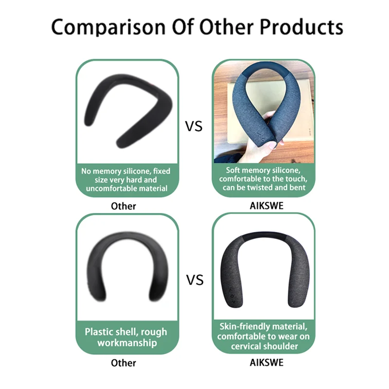 Aikswe-alto-falante sem fio, botão de voz hd com som surround, pescoço, bluetooth 5.0, microfone para jogos