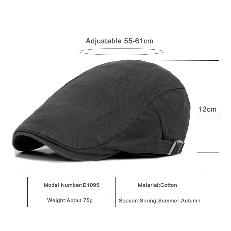 Casual Beret Hats Men Women Solid Forward cap Washed Cotton Beret Cap Spring Summer Flat Peaked Caps Painter Visor Adult