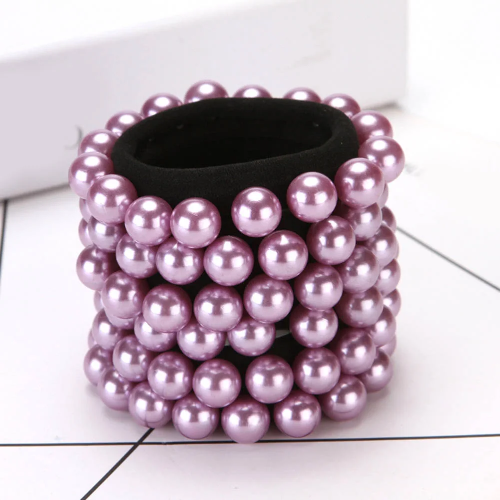 Wanita Rambut Scrunchies Mutiara Imitasi Elastis Rambut Band Seamless Tali Rambut Ekor Kuda Rambut Cincin Colorful Gadis Rambut Aksesoris