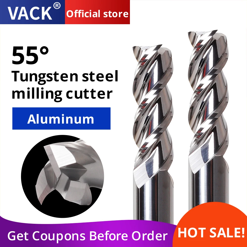 

VACK HRC55 End Mill Aluminum Carbide Milling Cutter 3 Flute Tungsten Steel Cnc Alloy Coating Router Bits 4mm 6mm 8mm 10mm 12mm