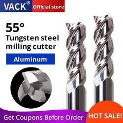 VACK-Fraise en Carbure d'Aluminium HRC55, Fraise à 3 Cannelures en Acier au Tungstène, Revêtement en Alliage CNC, Mèches de Routeur, 4mm, 6mm, 8mm, 10mm, 12mm