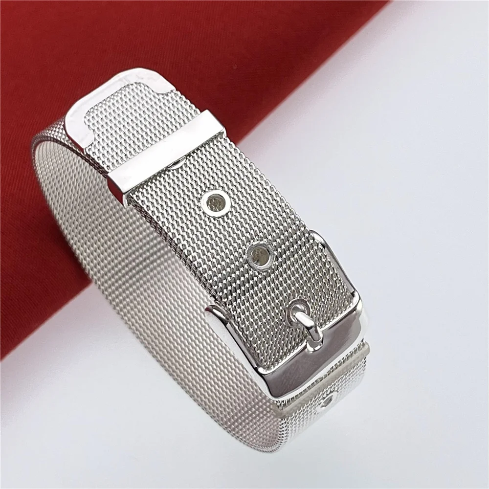 925 Sterling Silver Watch Strap, 10/Mm, Mesh Bracelet For Women And Men, Charm For Wedding Party, Engagement, Fashion Jewelry