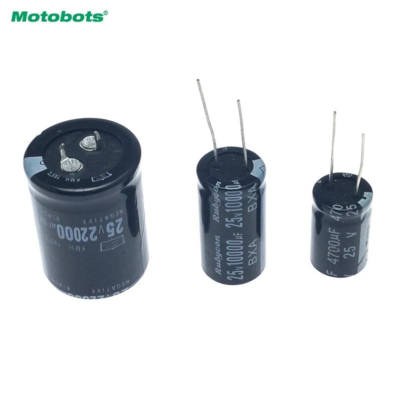 MOTOBOTS 5pcs 25V 4700UF 10000UF 22000UF High Frequency Low ESR Aluminum Electrolytic Capacitor Protection Board Car Automotive