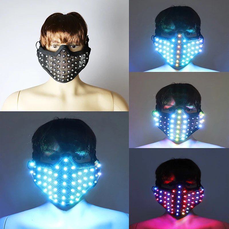 New Fashion LED Mask Colorful Luminous Mask Flashing Light Face Guard Halloween Bar Birthday Stage Show Glowing Props